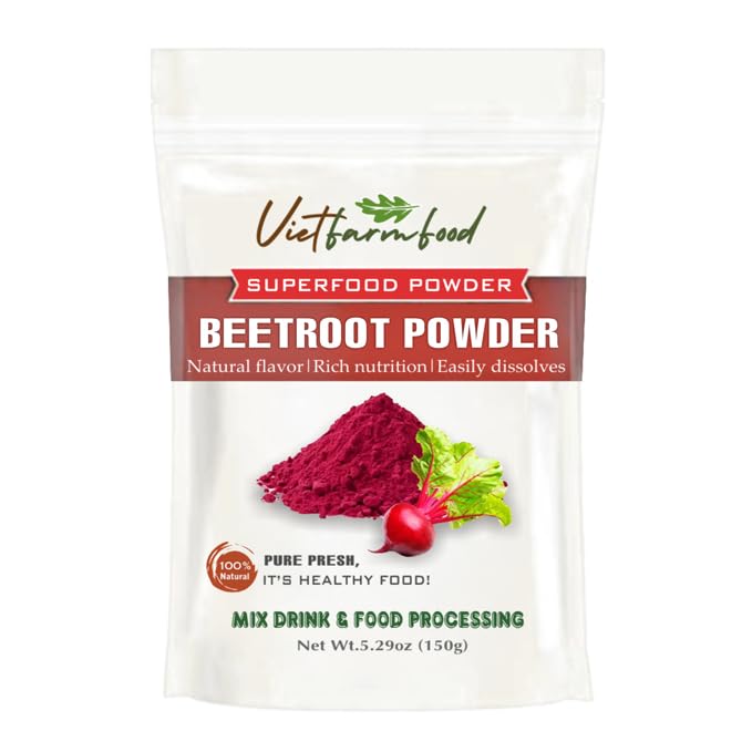 BEETROOT POWDER 5.29 oz (150g) VIETFARMFOOD: Pure freeze-dried vegetable powder, made from real vegetables with no added sugar - Perfect for daily nutrition to keep your body full of vitality