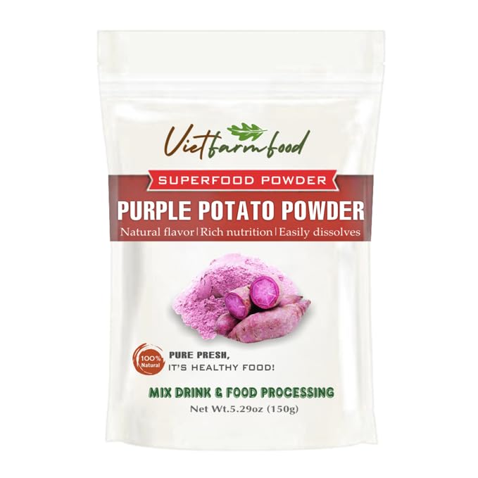 PURPLE POTATO POWDER 5.29 oz (150g) VIETFARMFOOD: Pure freeze-dried vegetable powder, made from real vegetables with no added sugar - Perfect for daily nutrition to keep your body full of vitality