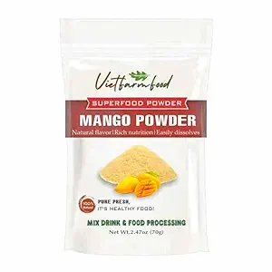 MANGO POWDER 2.47 oz (70g) VIETFARMFOOD: Pure freeze-dried fruit powder, made from real fruit with no added sugar - Perfect for daily nutrition to keep your body full of vitality.