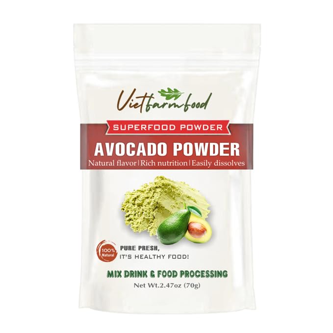 AVOCADO POWDER 2.47 oz (70g) VIETFARMFOOD: Pure freeze-dried fruit powder, made from real fruit with no added sugar - Perfect for daily nutrition to keep your body full of vitality.