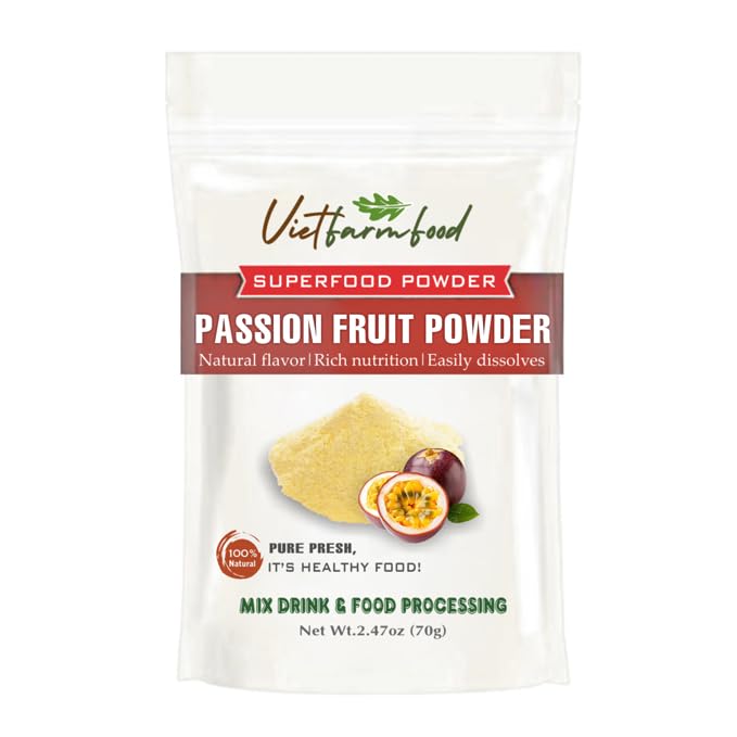 PASSION FRUIT POWDER 2.47 oz (70g) VIETFARMFOOD: Pure freeze-dried fruit powder, made from real fruit with no added sugar - Perfect for daily nutrition to keep your body full of vitality.