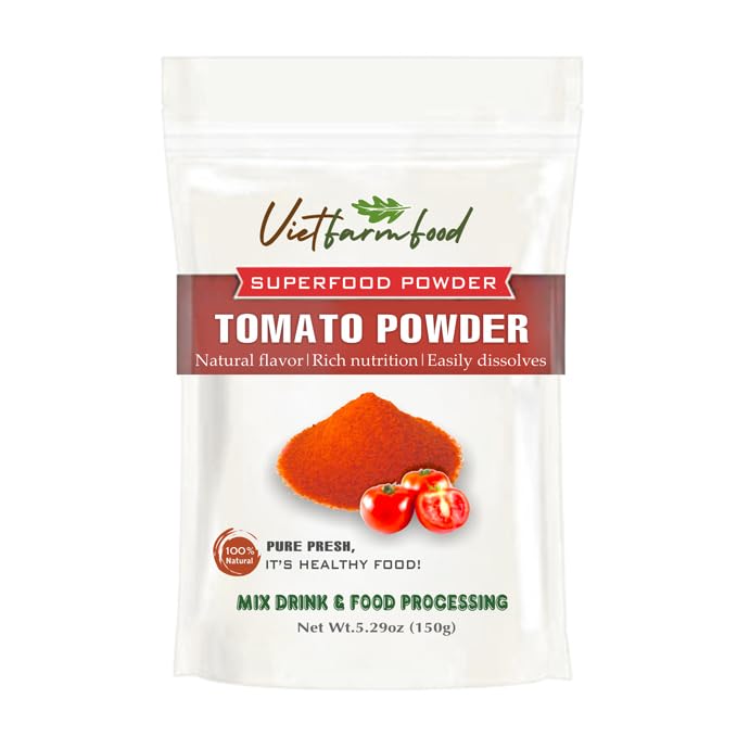 TOMATO POWDER 5.29 oz (150g) VIETFARMFOOD: Pure freeze-dried vegetable powder, made from real vegetables with no added sugar - Perfect for daily nutrition to keep your body full of vitality