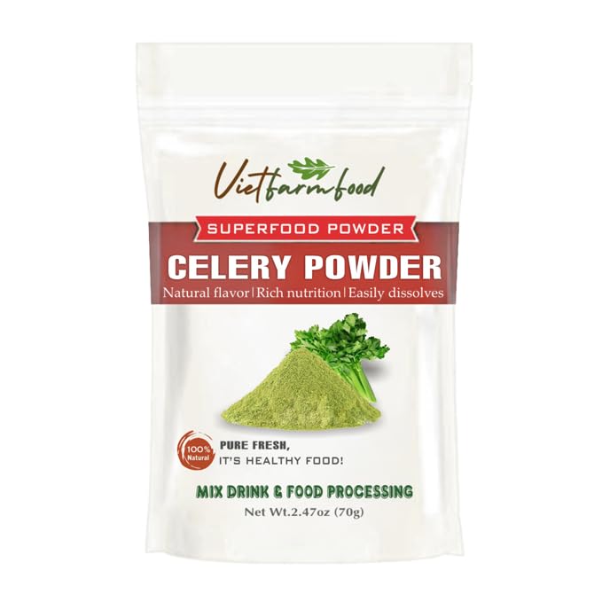 CELERY POWDER 2.47 oz (70g) VIETFARMFOOD: Pure freeze-dried vegetable powder, made from real vegetables with no added sugar - Perfect for daily nutrition to keep your body full of vitality