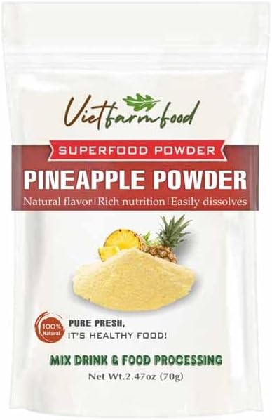 PINEAPPLE POWDER 2.47 oz (70g) VIETFARMFOOD: Pure freeze-dried fruit powder, made from real fruit with no added sugar - Perfect for daily nutrition to keep your body full of vitality.