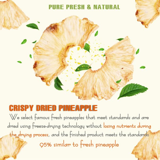 CRISPY DRIED PINEAPPLE 2.47 Oz (70g) VIETFARMFOOD: Freeze-drying Fruit, Instant Food Made From 100% Pure Fresh Fruit, no Sugar Added, no Sulfur, no Salt, no Cooking Oil, Convenient Gift or Snack.