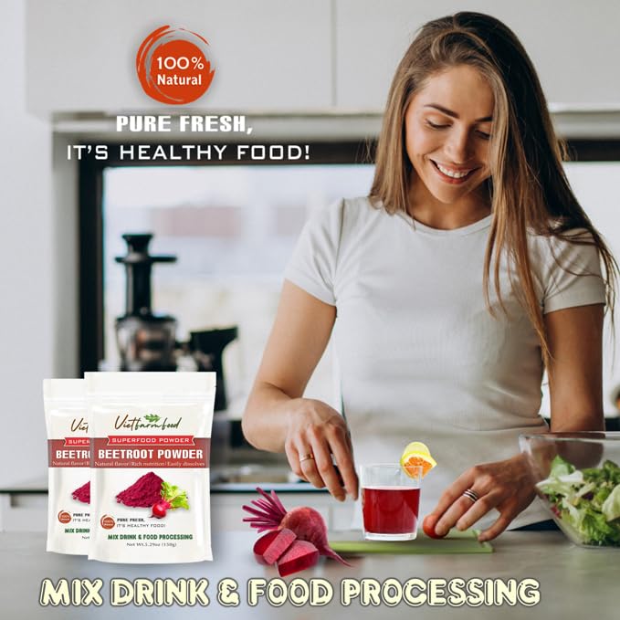 BEETROOT POWDER 5.29 oz (150g) VIETFARMFOOD: Pure freeze-dried vegetable powder, made from real vegetables with no added sugar - Perfect for daily nutrition to keep your body full of vitality