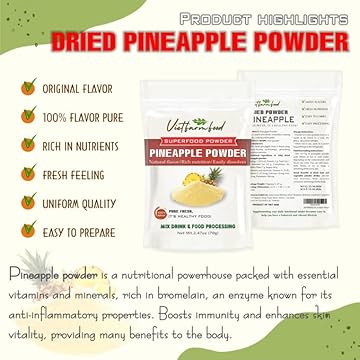 PINEAPPLE POWDER 2.47 oz (70g) VIETFARMFOOD: Pure freeze-dried fruit powder, made from real fruit with no added sugar - Perfect for daily nutrition to keep your body full of vitality.