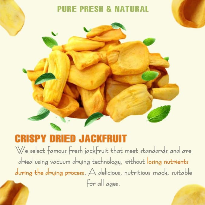 CRISPY DRIED JACKFRUIT 5.29 Oz (150g) VIETFARMFOOD: Vacuum-drying fruit, Instant Food Made From 100% Pure Fresh Fruit, Retains The Flavor, no Added Sugar, no Sulfur. Convenient Gift or Snack