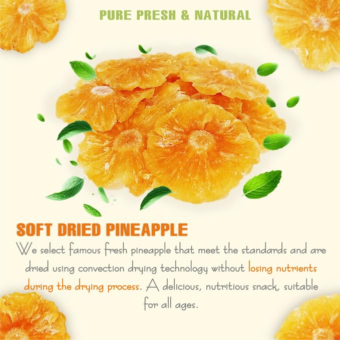 SOFT DRIED PINEAPPLE 5.29oz (150g) VIETFARMFOOD: Convection dried fruit with a little sugar, salt, natural sweetness, soft when chewed. Suitable for snack, topping, healthy desserts for all ages