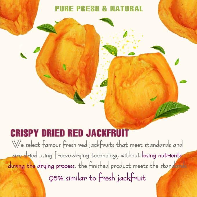 CRISPY DRIED RED JACKFRUIT 2.47 Oz (70g) VIETFARMFOOD: Freeze-drying Fruit, Instant Food Made From 100% Pure Fresh Fruit, no Sugar Added, no Sulfur, no Salt, no Cooking Oil, Convenient Gift or Snack.
