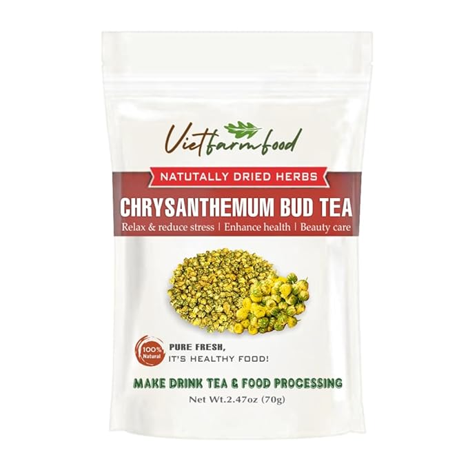 CHRYSANTHEMUM BUD TEA 2.47 Oz (70g) VIETFARMFOOD:Natural pure dried herbs are used for making drinks and cooking ingredients. Drinking tea is a healthy habit that makes meals delicious and relaxing
