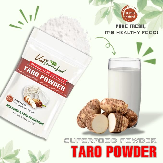 TARO POWDER 5.29 oz (150g) VIETFARMFOOD: Pure freeze-dried vegetable powder, made from real vegetables with no added sugar - Perfect for daily nutrition to keep your body full of vitality