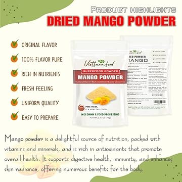 MANGO POWDER 2.47 oz (70g) VIETFARMFOOD: Pure freeze-dried fruit powder, made from real fruit with no added sugar - Perfect for daily nutrition to keep your body full of vitality.
