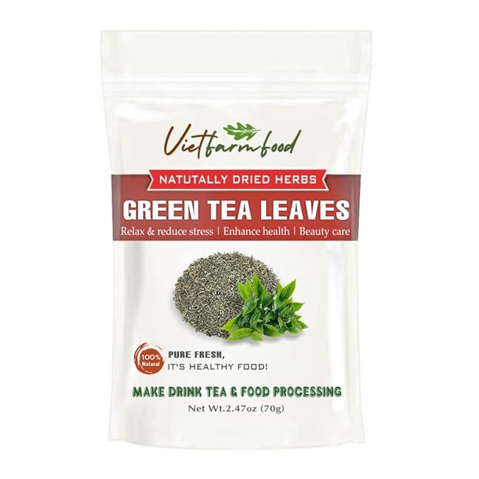 GREEN TEA LEAVES 2.47 Oz (70g) VIETFARMFOOD:Natural pure dried herbs are used for making drinks and cooking ingredients. Drinking tea is a healthy habit that makes meals delicious and relaxing