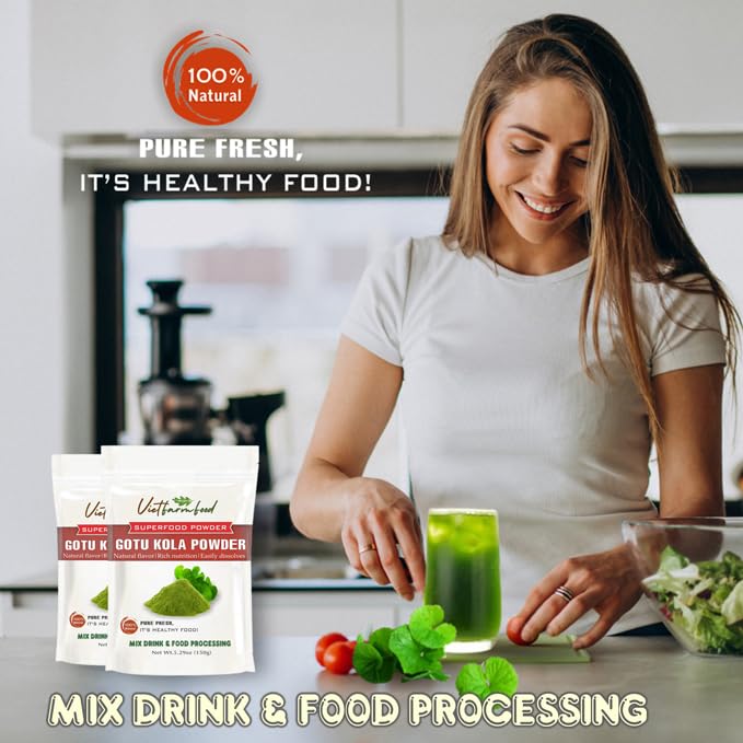 GOTU KOLA POWDER 5.29 oz (150g) VIETFARMFOOD: Pure freeze-dried vegetable powder, made from real vegetables with no added sugar - Perfect for daily nutrition to keep your body full of vitality