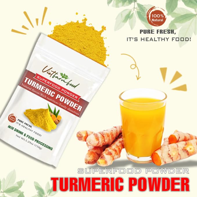 TURMERIC STARCH 2.47 oz (70g) VIETFARMFOOD: Pure freeze-dried vegetable powder, made from real vegetables with no added sugar - Perfect for daily nutrition to keep your body full of vitality