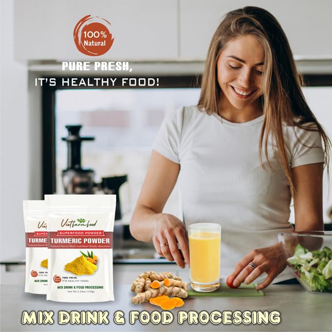 TURMERIC STARCH 2.47 oz (70g) VIETFARMFOOD: Pure freeze-dried vegetable powder, made from real vegetables with no added sugar - Perfect for daily nutrition to keep your body full of vitality