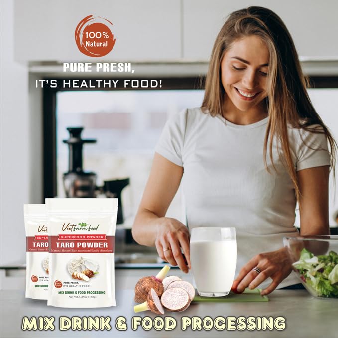 TARO POWDER 5.29 oz (150g) VIETFARMFOOD: Pure freeze-dried vegetable powder, made from real vegetables with no added sugar - Perfect for daily nutrition to keep your body full of vitality