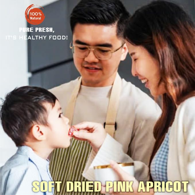 SOFT DRIED PINK APRICOT 5.29oz (150g) VIETFARMFOOD: Convection dried fruit with a little sugar, salt, natural sweetness, soft when chewed. Suitable for snack, topping, healthy desserts for all ages