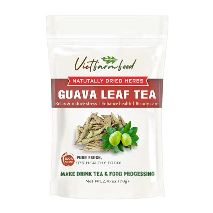GUAVA LEAF TEA 2.47 Oz (70g) VIETFARMFOOD:Natural pure dried herbs are used for making drinks and cooking ingredients. Drinking tea is a healthy habit that makes meals delicious and relaxing