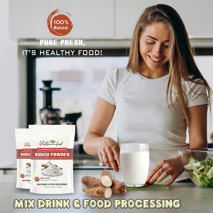 VIETFARMFOOD - KUDZU POWDER 5.29 oz (150g) VIETFARMFOOD: Pure freeze-dried vegetable powder, made from real vegetables with no added sugar - Perfect for daily nutrition to keep your body of vitality