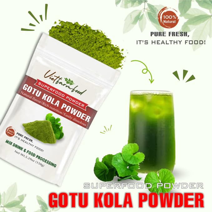 GOTU KOLA POWDER 5.29 oz (150g) VIETFARMFOOD: Pure freeze-dried vegetable powder, made from real vegetables with no added sugar - Perfect for daily nutrition to keep your body full of vitality