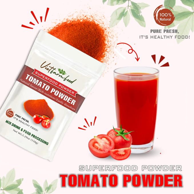TOMATO POWDER 5.29 oz (150g) VIETFARMFOOD: Pure freeze-dried vegetable powder, made from real vegetables with no added sugar - Perfect for daily nutrition to keep your body full of vitality