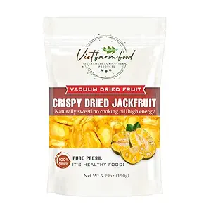 CRISPY DRIED JACKFRUIT 5.29 Oz (150g) VIETFARMFOOD: Vacuum-drying fruit, Instant Food Made From 100% Pure Fresh Fruit, Retains The Flavor, no Added Sugar, no Sulfur. Convenient Gift or Snack