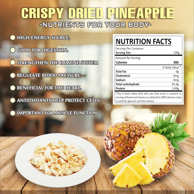 CRISPY DRIED PINEAPPLE 2.47 Oz (70g) VIETFARMFOOD: Freeze-drying Fruit, Instant Food Made From 100% Pure Fresh Fruit, no Sugar Added, no Sulfur, no Salt, no Cooking Oil, Convenient Gift or Snack.