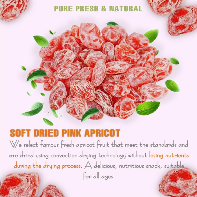SOFT DRIED PINK APRICOT 5.29oz (150g) VIETFARMFOOD: Convection dried fruit with a little sugar, salt, natural sweetness, soft when chewed. Suitable for snack, topping, healthy desserts for all ages