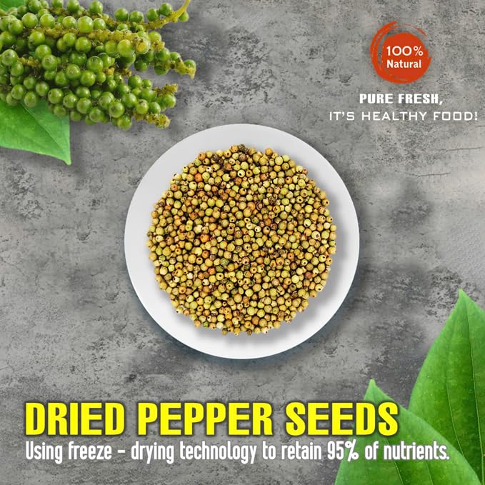 DRIED WHITE PEPPERCORNS 2.47 Oz (70g) VIETFARMFOOD: Pure, natural freeze-dried spice made from real vegetables and fruits - perfect for enhancing every meal, from cooking, baking, salad, soups, sauces