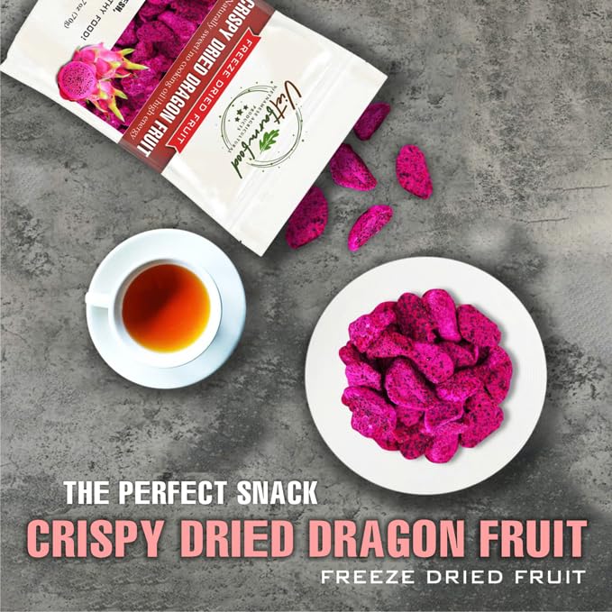 CRISPY DRIED RED DRAGON 2.47 Oz (70g) VIETFARMFOOD: Freeze-drying Fruit, Instant Food Made From 100% Pure Fresh Fruit, no Sugar Added, no Sulfur, no Salt, no Cooking Oil, Convenient Gift or Snack.