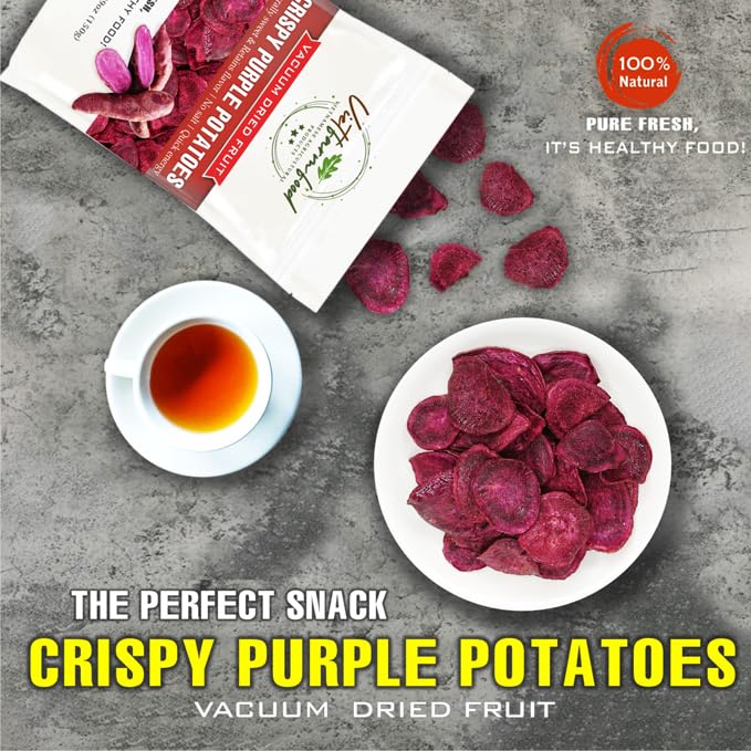 CRISPY DRIED PURPLE POTATOES 5.29 Oz (150g) VIETFARMFOOD: Vacuum-drying fruit, Instant Food Made From 100% Pure Fresh Fruit, Retains The Flavor, no Added Sugar, no Sulfur. Convenient Gift or Snack