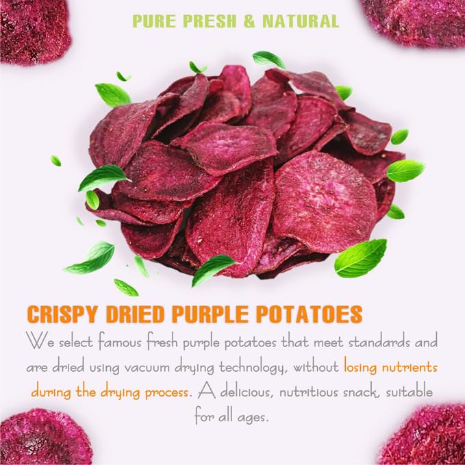 CRISPY DRIED PURPLE POTATOES 5.29 Oz (150g) VIETFARMFOOD: Vacuum-drying fruit, Instant Food Made From 100% Pure Fresh Fruit, Retains The Flavor, no Added Sugar, no Sulfur. Convenient Gift or Snack