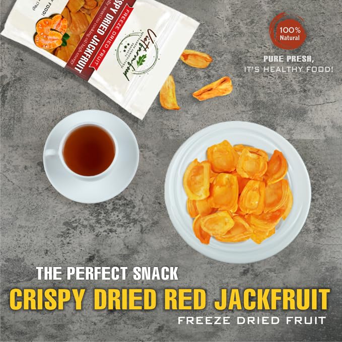 CRISPY DRIED RED JACKFRUIT 2.47 Oz (70g) VIETFARMFOOD: Freeze-drying Fruit, Instant Food Made From 100% Pure Fresh Fruit, no Sugar Added, no Sulfur, no Salt, no Cooking Oil, Convenient Gift or Snack.