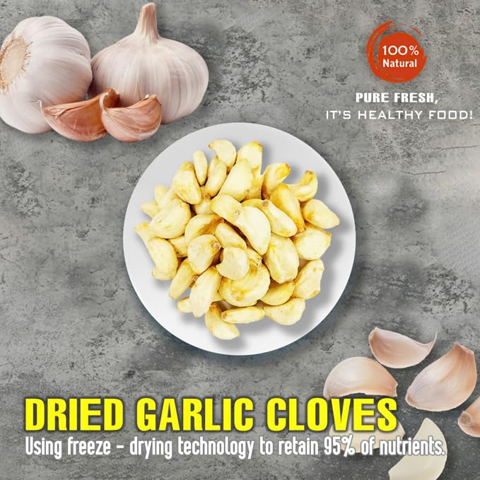 DRIED GARLIC CLOVES 2.47 Oz (70g) VIETFARMFOOD: Freeze-dried spice extract from 100% pure, Convenient Packaging. Long-term Preservation. Used for Processing Cooking, Salad Mixing, Soup, Sauces...