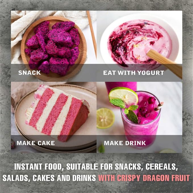 CRISPY DRIED RED DRAGON 2.47 Oz (70g) VIETFARMFOOD: Freeze-drying Fruit, Instant Food Made From 100% Pure Fresh Fruit, no Sugar Added, no Sulfur, no Salt, no Cooking Oil, Convenient Gift or Snack.