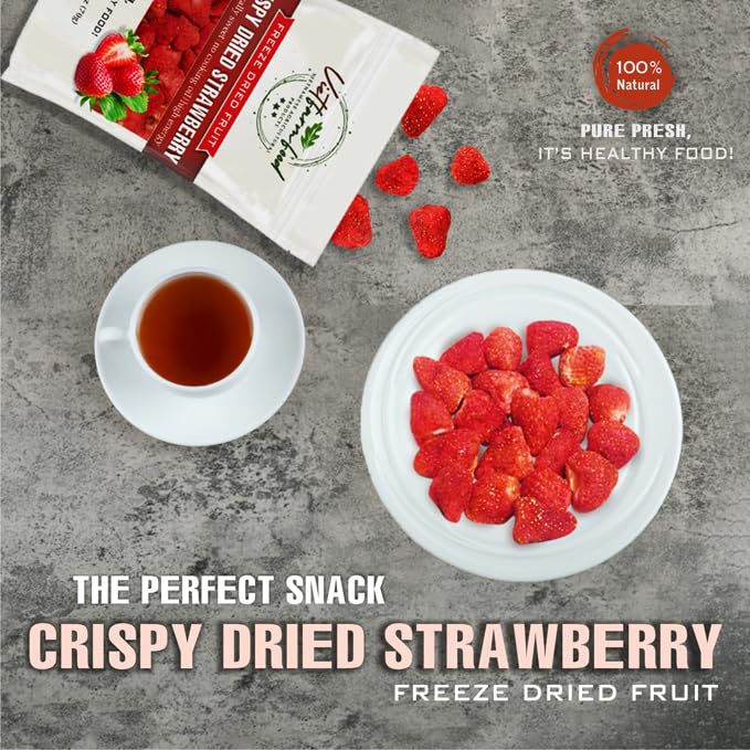 CRISPY DRIED STRAWBERRIES 2.47oz (70g) VIETFARMFOOD: Freeze-dried, No Sugar Added, Naturally Sweet, Rich in natural nutrients, making it a great snack option, Suitable For Snacking Or As A Gift