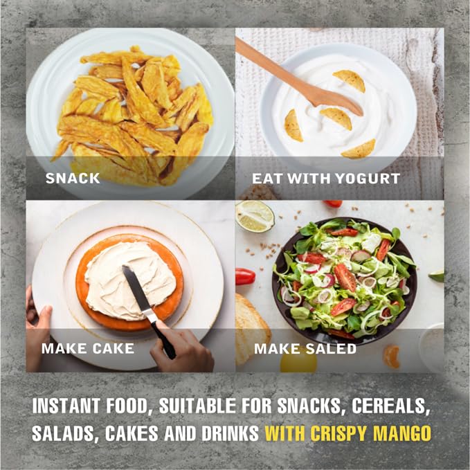 CRISPY DRIED MANGO 2.47oz (70g) VIETFARMFOOD: Freeze-dried, No Sugar Added, Naturally Sweet, Rich in natural nutrients, making it a great snack option, Suitable For Snacking Or As A Gift