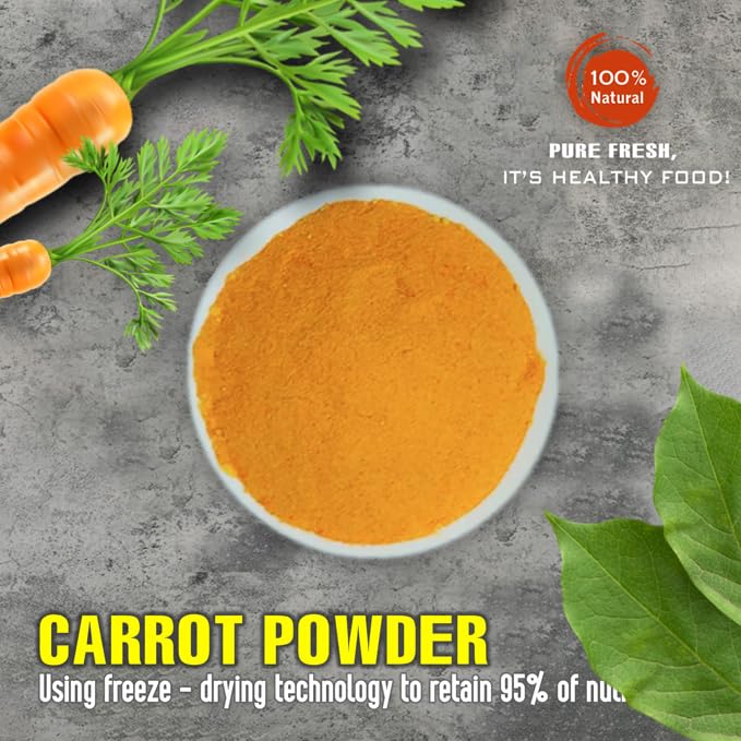 CARROT POWDER 5.29 oz (150g) VIETFARMFOOD: Pure freeze-dried vegetable powder, made from real vegetables with no added sugar - Perfect for daily nutrition to keep your body full of vitality