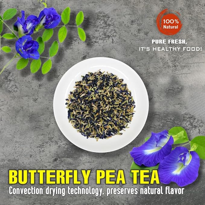 BUTTERFLY PEA TEA 2.47 Oz (70g) VIETFARMFOOD:Natural pure dried herbs are used for making drinks and cooking ingredients. Drinking tea is a healthy habit that makes meals delicious and relaxing