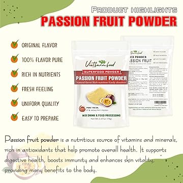 PASSION FRUIT POWDER 2.47 oz (70g) VIETFARMFOOD: Pure freeze-dried fruit powder, made from real fruit with no added sugar - Perfect for daily nutrition to keep your body full of vitality.