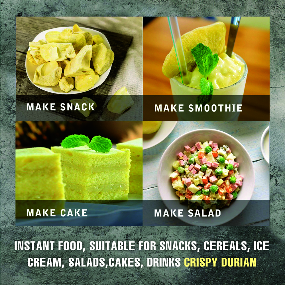 CRISPY DRIED DURIAN 2.47 Oz (70g) VIETFARMFOOD: Freeze-drying Fruit Pieces, Instant Food Made From 100% Pure Fresh Fruit, no Sugar Added, no Sulfur, no Salt, no Cooking Oil, Convenient Gift or Snack.