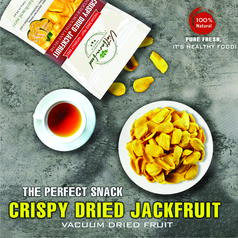 CRISPY DRIED JACKFRUIT 5.29 Oz (150g) VIETFARMFOOD: Vacuum-drying fruit, Instant Food Made From 100% Pure Fresh Fruit, Retains The Flavor, no Added Sugar, no Sulfur. Convenient Gift or Snack