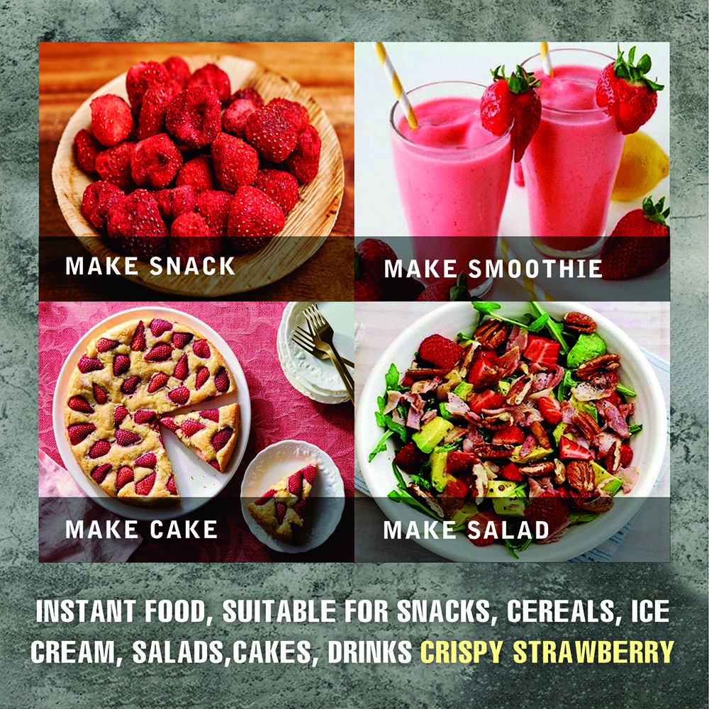 CRISPY DRIED STRAWBERRIES 2.47oz (70g) VIETFARMFOOD: Freeze-dried, No Sugar Added, Naturally Sweet, Rich in natural nutrients, making it a great snack option, Suitable For Snacking Or As A Gift