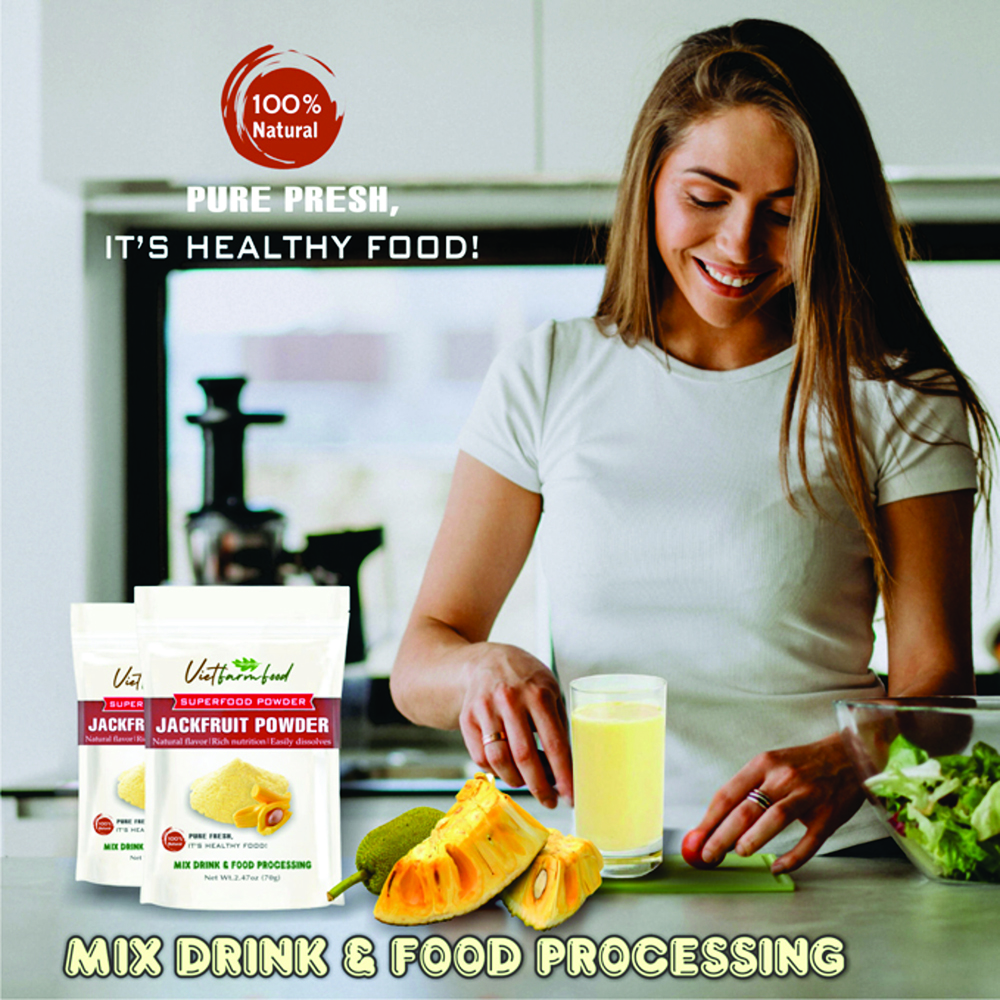 JACKFRUIT POWDER 2.47 oz (70g) VIETFARMFOOD: Pure freeze-dried fruit powder, made from real fruit with no added sugar - Perfect for daily nutrition to keep your body full of vitality.