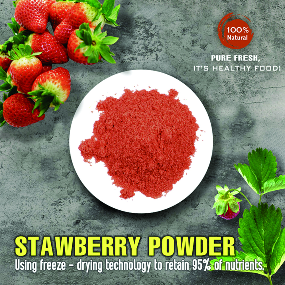 STRAWBERRY POWDER 2.47 oz (70g) VIETFARMFOOD: Pure freeze-dried fruit powder, made from real fruit with no added sugar - Perfect for daily nutrition to keep your body full of vitality.