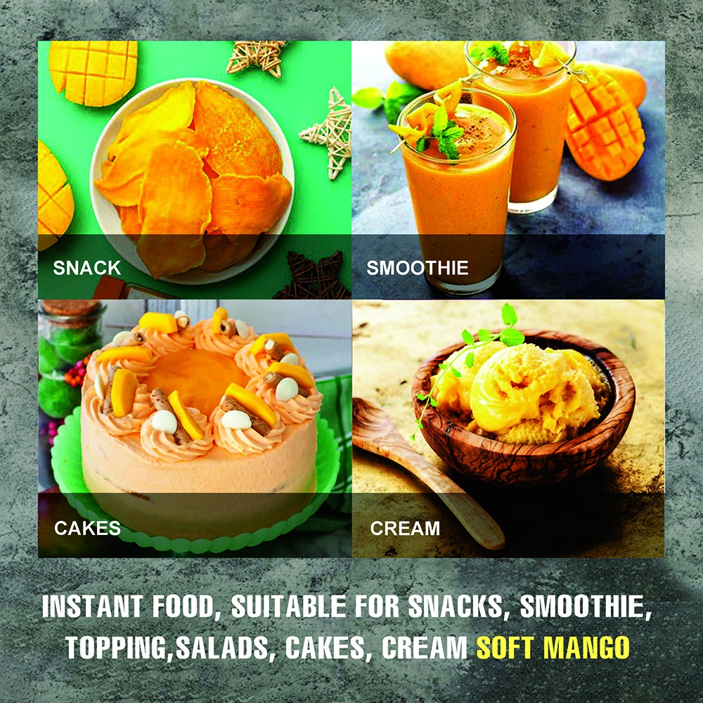 SOFT DRIED MANGO 5.29oz (150g) VIETFARMFOOD: Convection dried fruit with a little sugar, salt, natural sweetness, soft when chewed. Suitable for snack, topping, healthy desserts for all ages