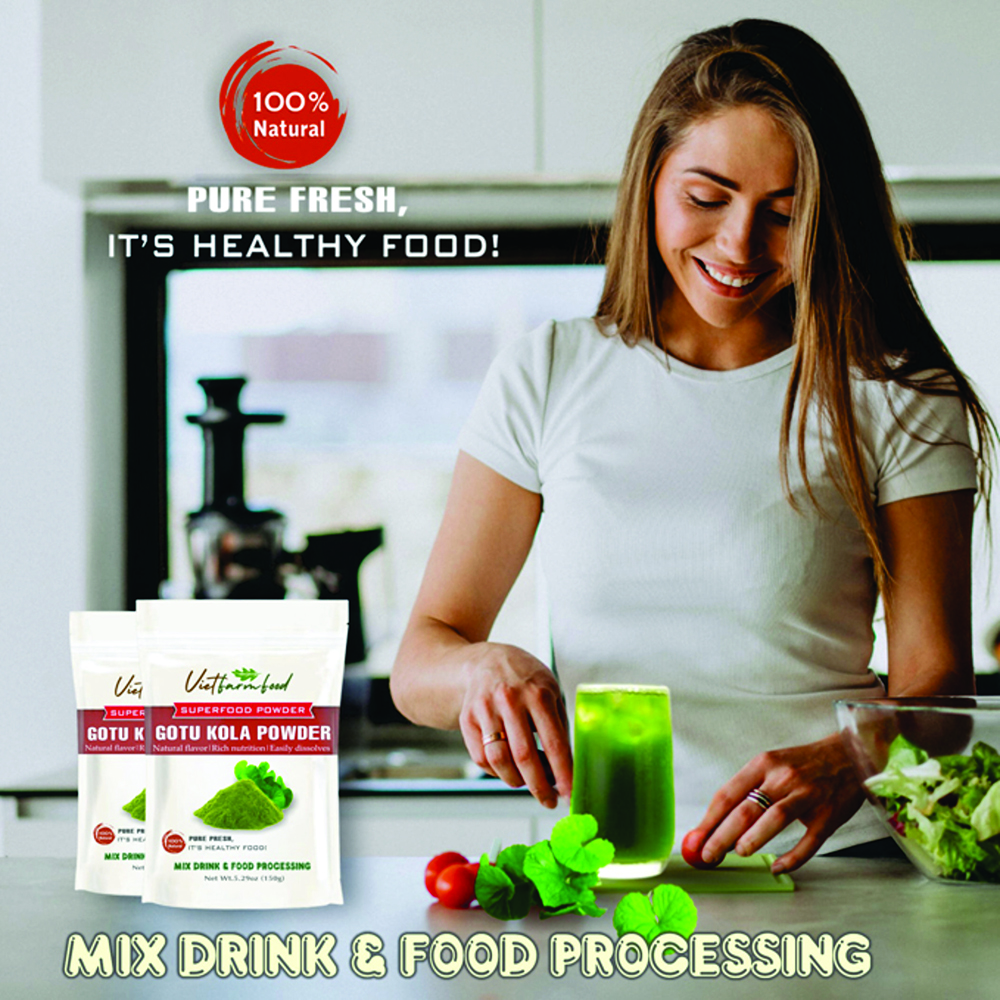 GOTU KOLA POWDER 5.29 oz (150g) VIETFARMFOOD: Pure freeze-dried vegetable powder, made from real vegetables with no added sugar - Perfect for daily nutrition to keep your body full of vitality