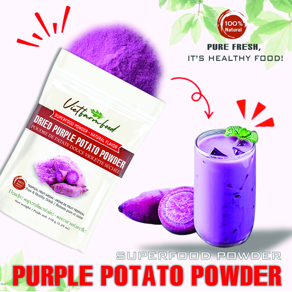 PURPLE POTATO POWDER 5.29 oz (150g) VIETFARMFOOD: Pure freeze-dried vegetable powder, made from real vegetables with no added sugar - Perfect for daily nutrition to keep your body full of vitality
